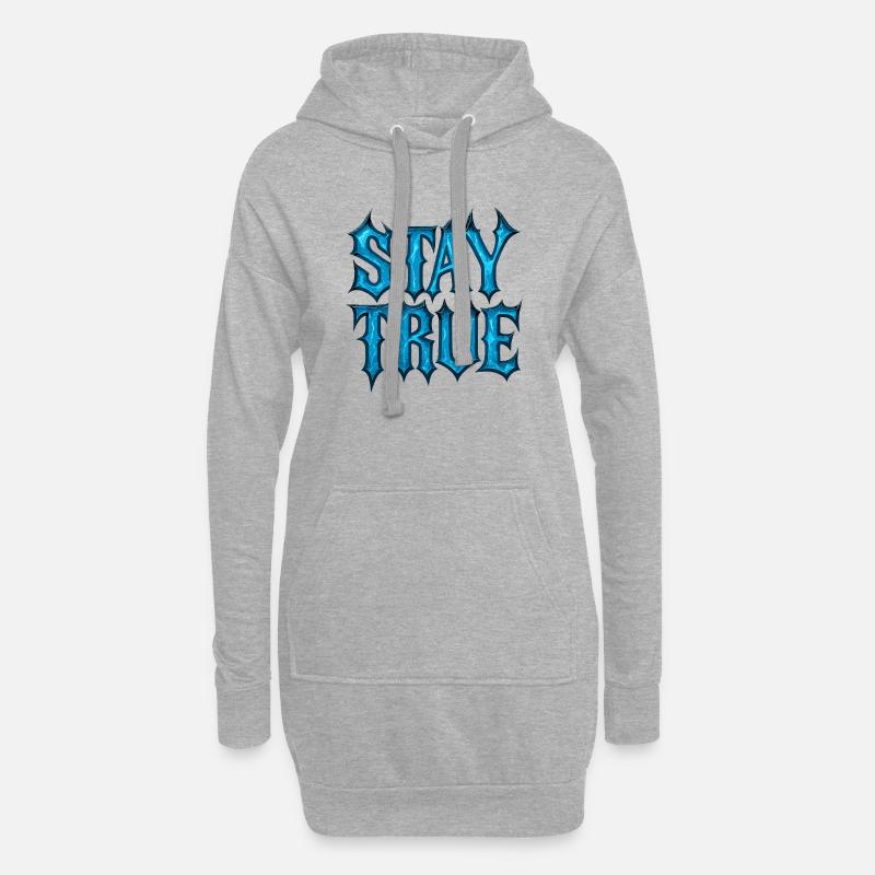 Stay True Design – Sei du selbst Statement - Hoodie-Kleid - Grau meliert