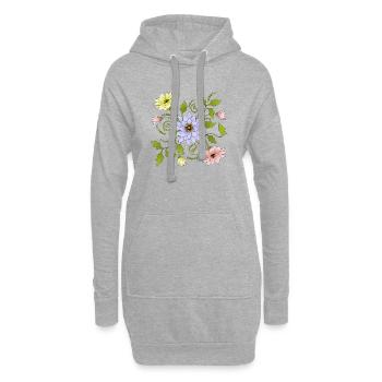 Fleur - Sweat-shirt à capuche long Femme - gris chiné - Devant
