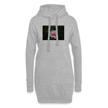Rosenmosaik im Nachtgrün - Hoodie-Kleid - Grau meliert - Vorne