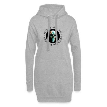 Neon Halftöne Schädel, Halloween, Rock, Biker - Hoodie-Kleid - Grau meliert - Vorne