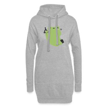 Müder grüner Frosch pendeln - Hoodie-Kleid - Grau meliert - Vorne