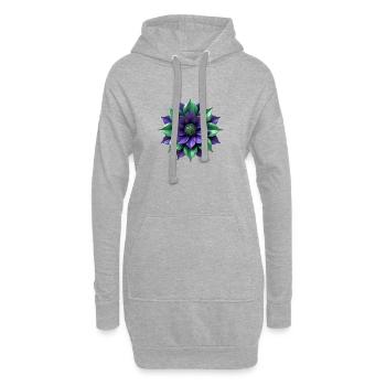 Purpur Grüne Blüte - Hoodie-Kleid - Grau meliert - Vorne