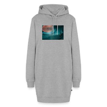Schallplattenspieler im Dreicksmuster - Hoodie-Kleid - Grau meliert - Vorne