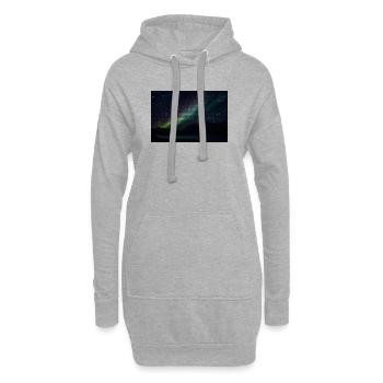 Aurores boréales au-dessus d’un lac de montagne silencieux avec motif triangulaire - Sweat-shirt à capuche long Femme - gris chiné - Devant