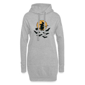 Sorcière volante avec des chauves-souris – Design d’Halloween - Sweat-shirt à capuche long Femme - gris chiné - Devant