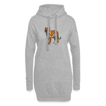 Tiger-Porträt im Aquarellstil - Hoodie-Kleid - Grau meliert - Vorne