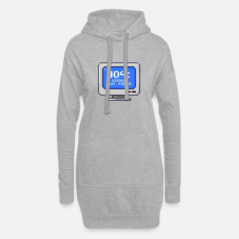 404 : utérus introuvable - Pixel 8 bits - Sweat-shirt à capuche long Femme - gris chiné