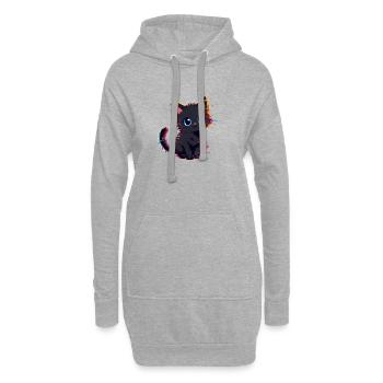 Neon Glitch Schwarze Katze Niedlich - Hoodie-Kleid - Grau meliert - Vorne