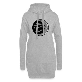 Viele Fledermäuse Silhouette cool Sichelmond Nacht - Hoodie-Kleid - Grau meliert - Vorne