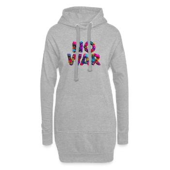 Blumenbuchstaben NO WAR, Kein Krieg - Hoodie-Kleid - Grau meliert - Vorne