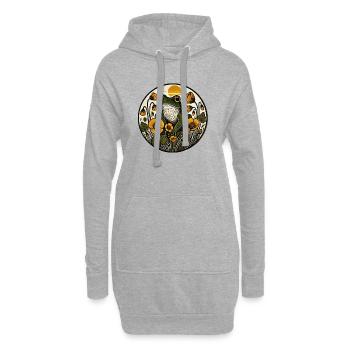 Grenouille ensoleillée en fleurs dorées - Sweat-shirt à capuche long Femme - gris chiné - Devant