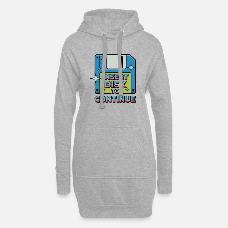 Y2K Retro – Insert Disk to Continue - Hoodie-Kleid - Grau meliert