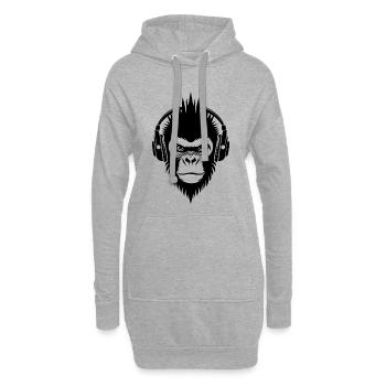 Basse et forte tête de singe Punk Beat chemise - Sweat-shirt à capuche long Femme - gris chiné - Devant