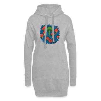 Cercle de champignons de feuilles et de roses - Sweat-shirt à capuche long Femme - gris chiné - Devant