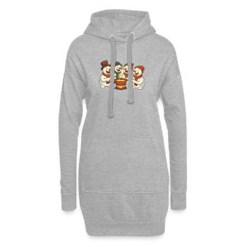 Wintermänner um ein savoyisches Fondue - Hoodie-Kleid - Grau meliert - Vorne