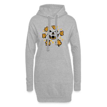 Kürbisgesicht Herbstlaub Sterne Gruselig Lächeln - Hoodie-Kleid - Grau meliert - Vorne