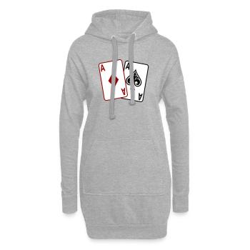 Cartes de poker – Texas Hold’em Casino Design - Sweat-shirt à capuche long Femme - gris chiné - Devant