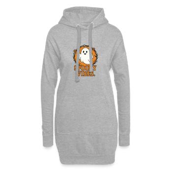 Fantôme d’Halloween Spooky Vibes - Sweat-shirt à capuche long Femme - gris chiné - Devant