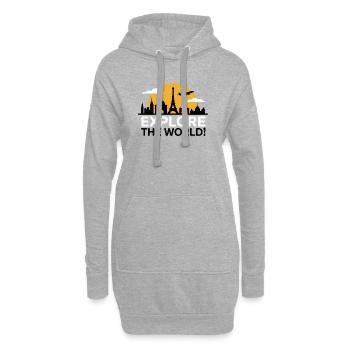 TOURISTES Explorez le monde Silhouette - Sweat-shirt à capuche long Femme - gris chiné - Devant