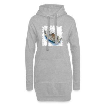 Segelyacht Skizzen Overlay CAD-Design - Hoodie-Kleid - Grau meliert - Vorne