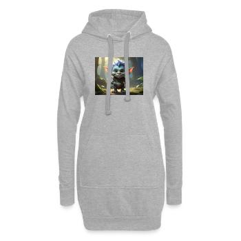 Blauer Waldtroll im Mondwald - Hoodie-Kleid - Grau meliert - Vorne
