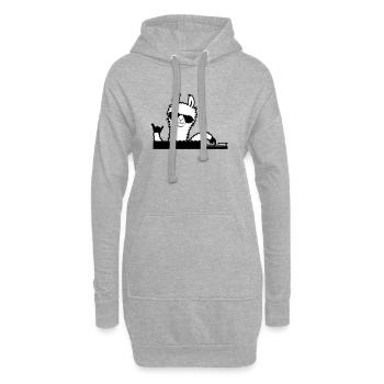 Lama DJ Cool Party Musik Auflegen Sonnenbrille süß - Hoodie-Kleid - Grau meliert - Vorne