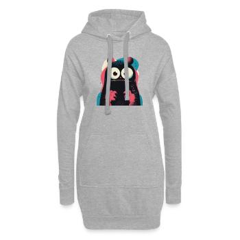 Kawaii Neon-Monster - Hoodie-Kleid - Grau meliert - Vorne