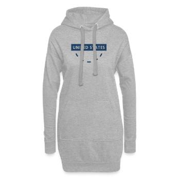 Rundes USA-Emblem in Blautönen - Hoodie-Kleid - Grau meliert - Vorne