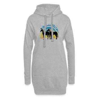 Chevaux - Sweat-shirt à capuche long Femme - gris chiné - Devant