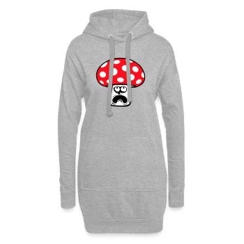 Champignon effrayé, paniqué, levant les yeux, - Sweat-shirt à capuche long Femme - gris chiné - Devant