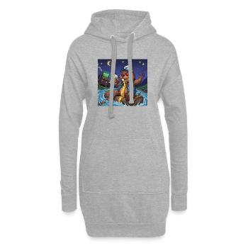 Biber Nachtbier Abenteuer - Hoodie-Kleid - Grau meliert - Vorne
