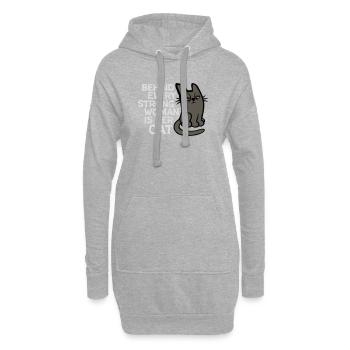 Katze Behind Every Strong Woman Genervt Grummelig - Hoodie-Kleid - Grau meliert - Vorne