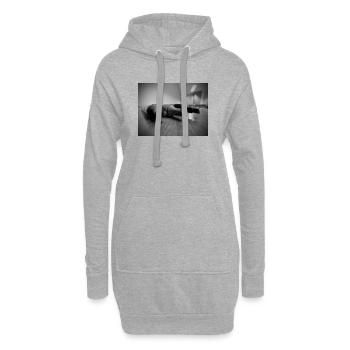 Pinceaux noir et blanc - Sweat-shirt à capuche long Femme - gris chiné - Devant