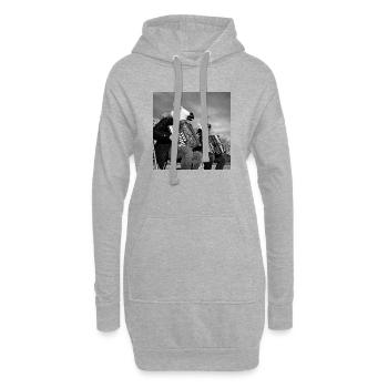 Bande de chevaux - Sweat-shirt à capuche long Femme - gris chiné - Devant