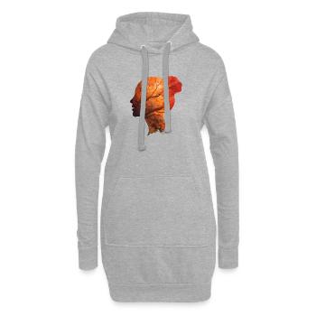 Herbst Silhouette Frau – Elegantes Portrait - Hoodie-Kleid - Grau meliert - Vorne