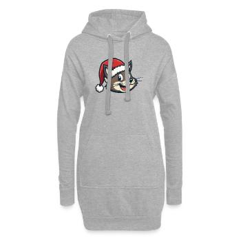 Chat au chapeau de Père Noël - Sweat-shirt à capuche long Femme - gris chiné - Devant