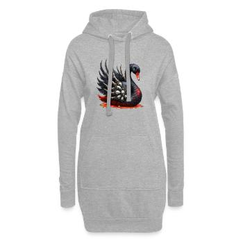 Schwarzer Schwan mit Totenköpfen - Hoodie-Kleid - Grau meliert - Vorne
