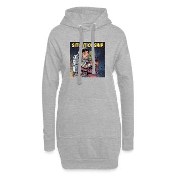Situationship Astronaute et Alien - Sweat-shirt à capuche long Femme - gris chiné - Devant
