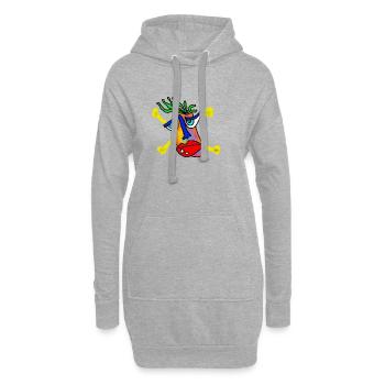 Buntes Gesicht mit Knochen-Backdrop - Hoodie-Kleid - Grau meliert - Vorne