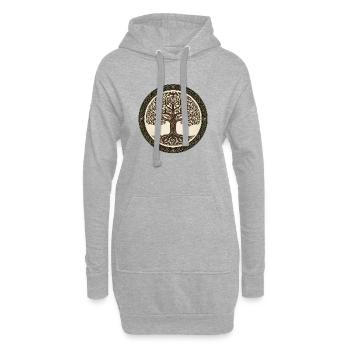 Arbre de Vie Yggdrasil dans le Cercle Nodal Celtique - Sweat-shirt à capuche long Femme - gris chiné - Devant