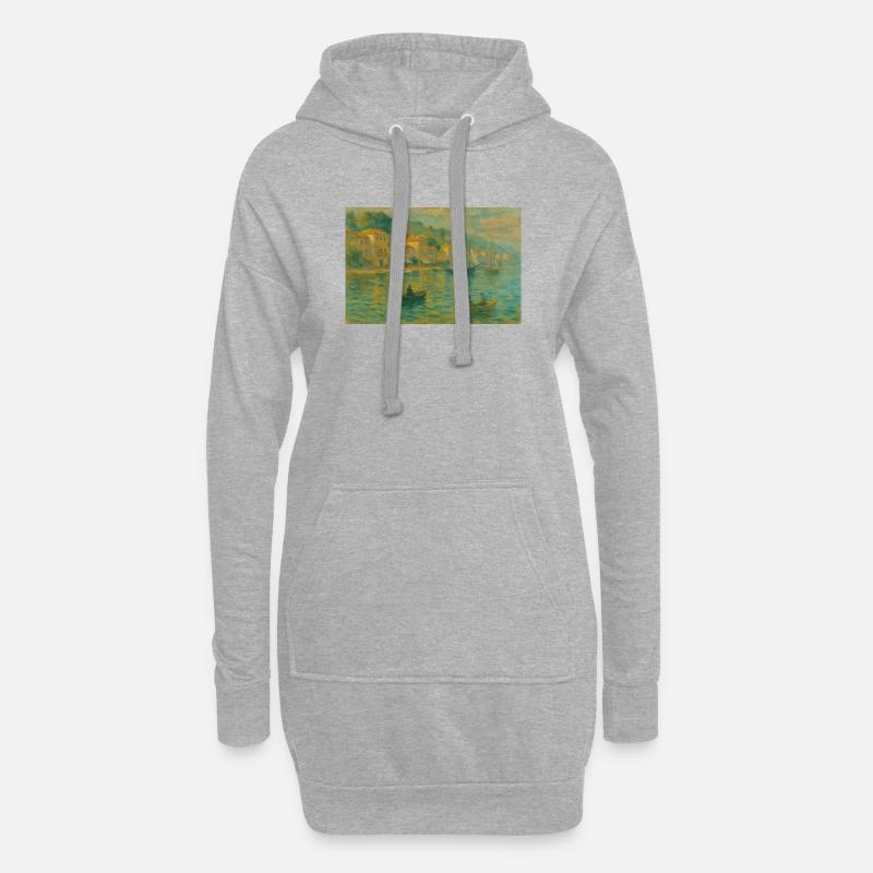 Hafenimpression Abendlicht - Hoodie-Kleid - Grau meliert