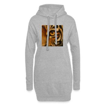 Tier - Tiger, Nahaufnahme des Auges - Hoodie-Kleid - Grau meliert - Vorne