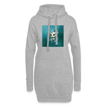 Steampunk Drache Blaues Monokel - Hoodie-Kleid - Grau meliert - Vorne