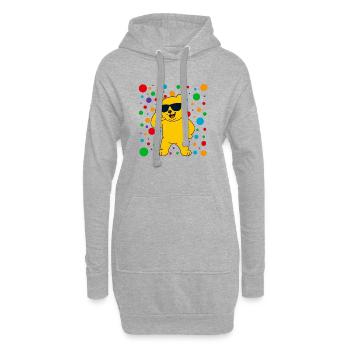 Sonniger Bär mit Sonnenbrille und Konfetti - Hoodie-Kleid - Grau meliert - Vorne