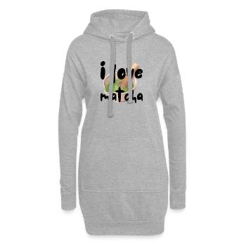 I love matcha Spruch Sprüche Geschenkidee Geschenk - Hoodie-Kleid - Grau meliert - Vorne