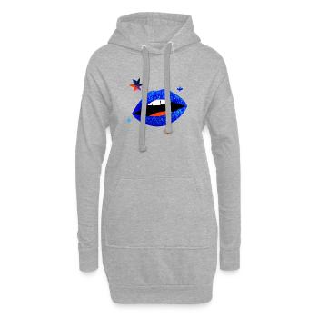 Elektrischer blauer Lippenpopp - Hoodie-Kleid - Grau meliert - Vorne