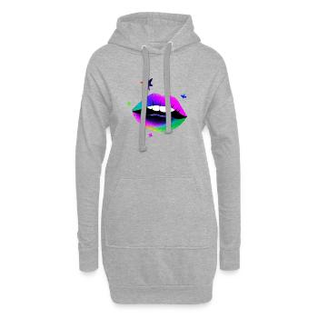 Regenbogen Lippen Pop Art Neon - Hoodie-Kleid - Grau meliert - Vorne