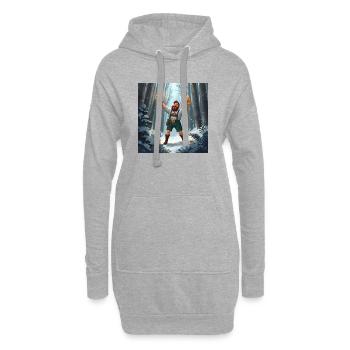 Bierheld im Winterwald - Hoodie-Kleid - Grau meliert - Vorne