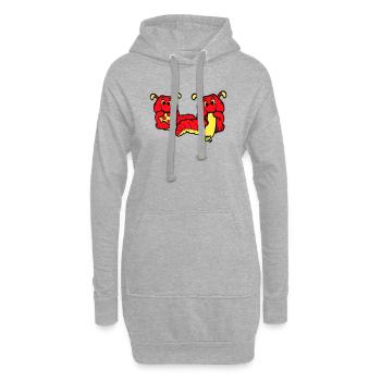 2 Raupen Wurm Glücklich Essend Pizza Wurst Essen - Hoodie-Kleid - Grau meliert - Vorne