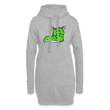 Raupe Wurm Schüchtern Freundlich Neugierig Guckend - Hoodie-Kleid - Grau meliert - Vorne